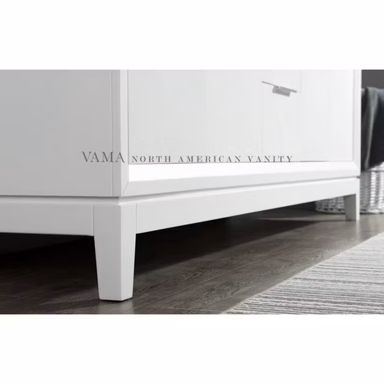 Vama 72 インチ アメリカンスタイル 高品質 無垢材 ホワイト塗装 洗面化粧台キャビネット ダブルシンク付き A220872wh